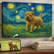 Load image into Gallery viewer, Photo of starry night inspired Shar Pei wall art