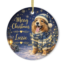 Load image into Gallery viewer, Sheltie Christmas Ornament - Cozy Winter Pet Portrait Design - Personalize with Photo and Name-Christmas Ornament-Christmas,Christmas Ornament,Personalize Artwork-3