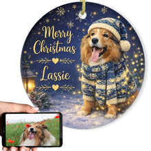 Load image into Gallery viewer, Sheltie Christmas Ornament - Cozy Winter Pet Portrait Design - Personalize with Photo and Name-Christmas Ornament-Christmas,Christmas Ornament,Personalize Artwork-1