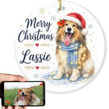 Load image into Gallery viewer, Shetland Sheepdog Christmas Ornament - Cozy Winter Pet Portrait Design - Personalize with Photo and Name-Christmas Ornament-Christmas,Christmas Ornament,Personalize Artwork-1
