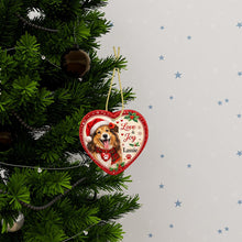 Load image into Gallery viewer, Shetland Sheepdog Christmas Ornament - Love &amp; Joy Heart Shaped Portrait - Personalize with Photo and Name-Christmas Ornament-Christmas,Christmas Ornament,Personalize Artwork,Shetland Sheepdog-3
