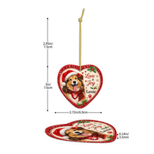 Load image into Gallery viewer, Shetland Sheepdog Christmas Ornament - Love &amp; Joy Heart Shaped Portrait - Personalize with Photo and Name-Christmas Ornament-Christmas,Christmas Ornament,Personalize Artwork,Shetland Sheepdog-5