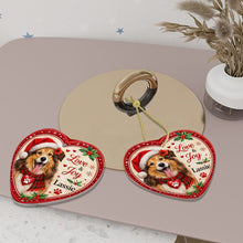 Load image into Gallery viewer, Shetland Sheepdog Christmas Ornament - Love &amp; Joy Heart Shaped Portrait - Personalize with Photo and Name-Christmas Ornament-Christmas,Christmas Ornament,Personalize Artwork,Shetland Sheepdog-6