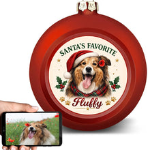 Load image into Gallery viewer, Shetland Sheepdog Ornament - Classic Red Round Shape - Santa's Favourite Design - Personalized with Photo and Name-Christmas Ornament-Christmas,Christmas Ornament,Personalize Artwork,Shetland Sheepdog-1