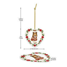 Load image into Gallery viewer, Shetland Sheepdog Ornament - Personalized Heart Shaped Christmas Rose Border - with Name-Christmas Ornament-Christmas,Christmas Ornament,Personalize Artwork,Shetland Sheepdog-5