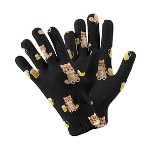 Shiba Inu Beer Touch Screen Gloves-Accessories-Accessories, Dog Dad Gifts, Dog Mom Gifts, Gloves-Black-5