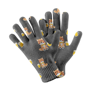 Shiba Inu Beer Touch Screen Gloves-Accessories-Accessories, Dog Dad Gifts, Dog Mom Gifts, Gloves-Gray-4