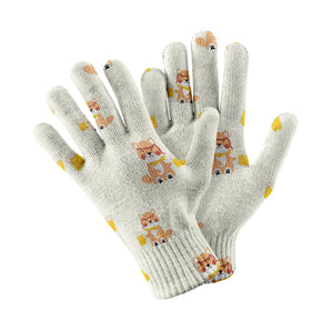 Shiba Inu Beer Touch Screen Gloves-Accessories-Accessories, Dog Dad Gifts, Dog Mom Gifts, Gloves-White-3