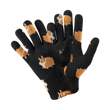 Shiba Inu Charm Carousel Touch Screen Gloves Black 360x