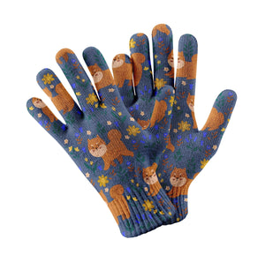 Shiba Inu Garden Touch Screen Gloves-Accessories-Accessories, Dog Dad Gifts, Dog Mom Gifts, Gloves, Shiba Inu-Navy-3