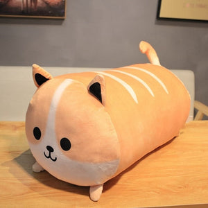 Image of a super cute Shiba Inu stuffed animal plush toy pillow in Bread Loaf with Three Scores design