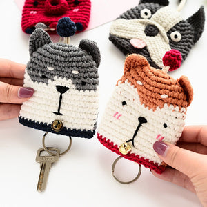 Shiba Inu Love Knitted Coin Purse and Keychain-Accessories-Accessories, Bags, Dogs, Keychain, Shiba Inu-2