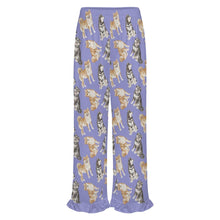 Load image into Gallery viewer, Shiba Inu Pajama Pants for Women - Ruffle Hem Design - Watercolor Delight Shiba Inu-Pajamas-Apparel,Dog Mom Gifts,Pajamas,Shiba Inu-12
