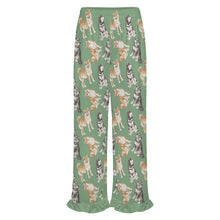 Load image into Gallery viewer, Shiba Inu Pajama Pants for Women - Ruffle Hem Design - Watercolor Delight Shiba Inu-Pajamas-Apparel,Dog Mom Gifts,Pajamas,Shiba Inu-17