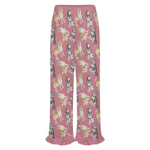 Load image into Gallery viewer, Shiba Inu Pajama Pants for Women - Ruffle Hem Design - Watercolor Delight Shiba Inu-Pajamas-Apparel,Dog Mom Gifts,Pajamas,Shiba Inu-22