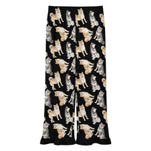 Load image into Gallery viewer, Shiba Inu Pajama Pants for Women - Ruffle Hem Design - Watercolor Delight Shiba Inu-Pajamas-Apparel,Dog Mom Gifts,Pajamas,Shiba Inu-4