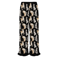 Load image into Gallery viewer, Shiba Inu Pajama Pants for Women - Ruffle Hem Design - Watercolor Delight Shiba Inu-Pajamas-Apparel,Dog Mom Gifts,Pajamas,Shiba Inu-7