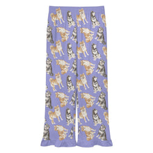 Load image into Gallery viewer, Shiba Inu Pajama Pants for Women - Ruffle Hem Design - Watercolor Delight Shiba Inu-Pajamas-Apparel,Dog Mom Gifts,Pajamas,Shiba Inu-9