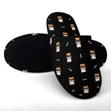 Load image into Gallery viewer, Shiba Inu Slippers for Women - Cool Shiba Shades - Flannel-Slippers-28