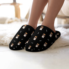 Load image into Gallery viewer, Shiba Inu Slippers for Women - Cool Shiba Shades - Flannel-Slippers-Midnight Black-5.5 - 6-7