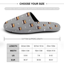 Load image into Gallery viewer, Shiba Inu Slippers for Women - Hipster Shiba Showcase - Flannel-Slippers-5.5 - 6-Parisian Gray-30