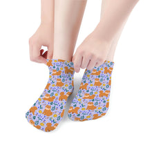Load image into Gallery viewer, Shiba Inu Socks - Ankle Length - Flower Garden Shiba Inu-Accessories-Accessories,Dog Dad Gifts,Shiba Inu,Socks-12
