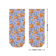 Load image into Gallery viewer, Shiba Inu Socks - Ankle Length - Flower Garden Shiba Inu-Accessories-Accessories,Dog Dad Gifts,Shiba Inu,Socks-14
