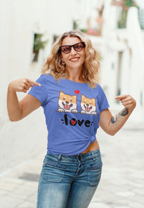 My Shiba Inu My Biggest Love Women's Cotton T-Shirt - 4 Colors-Apparel-Apparel, Shiba Inu, Shirt, T Shirt-Blue-S-4