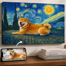 Load image into Gallery viewer, Photo of starry night inspired Shiba Inu wall art