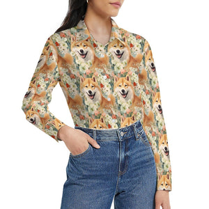 Shiba Inu's Springtime Delight Women's Shirt - 2 Designs-Apparel-Apparel, Shiba Inu, Shirt-3