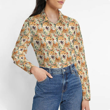 Shiba Inu's Springtime Delight Women's Shirt - 2 Designs-Apparel-Apparel, Shiba Inu, Shirt-6