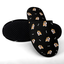 Load image into Gallery viewer, Shiba Slippers for Women - Happy Happy Shiba Love - Flannel-33