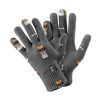 Shiba Zone Touch Screen Gloves-Accessories-Accessories, Dog Dad Gifts, Dog Mom Gifts, Gloves-Gray-4