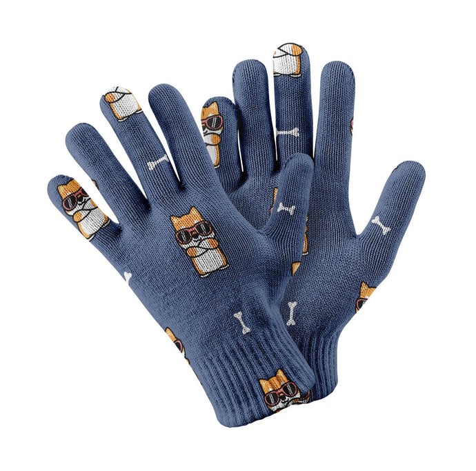 Shiba Zone Touch Screen Gloves-Accessories-Accessories, Dog Dad Gifts, Dog Mom Gifts, Gloves-Navy-1