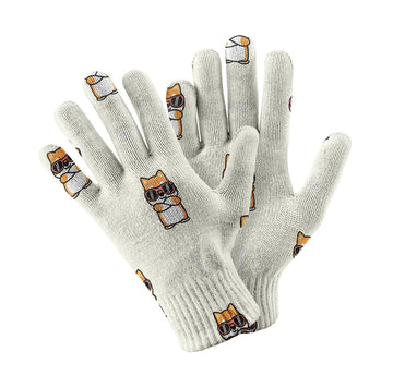 Shiba Zone Touch Screen Gloves-Accessories-Accessories, Dog Dad Gifts, Dog Mom Gifts, Gloves-White-3