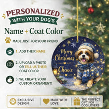 Load image into Gallery viewer, Shih Tzu Christmas Ornament - Cozy Winter Pet Portrait Design - Personalize with Photo and Name-Christmas Ornament-Christmas,Christmas Ornament,Personalize Artwork-2