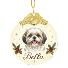 Load image into Gallery viewer, Shih Tzu Christmas Ornament - Gold Crown Dog Portrait - Personalized with Photo and Name-Christmas Ornament-Christmas,Christmas Ornament,Personalize Artwork-3
