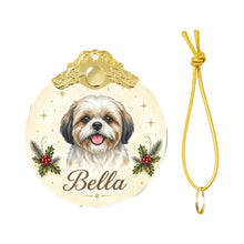 Load image into Gallery viewer, Shih Tzu Christmas Ornament - Gold Crown Dog Portrait - Personalized with Photo and Name-Christmas Ornament-Christmas,Christmas Ornament,Personalize Artwork-4