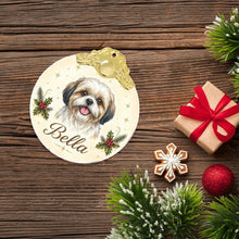 Load image into Gallery viewer, Shih Tzu Christmas Ornament - Gold Crown Dog Portrait - Personalized with Photo and Name-Christmas Ornament-Christmas,Christmas Ornament,Personalize Artwork-7