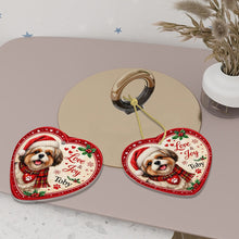 Load image into Gallery viewer, Shih Tzu Christmas Ornament - Love &amp; Joy Heart Shaped Portrait - Personalized with Name-Christmas Ornament-Christmas,Personalize Artwork,Shih Tzu-6
