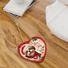 Load image into Gallery viewer, Shih Tzu Christmas Ornament - Love &amp; Joy Heart Shaped Portrait - Personalized with Name-Christmas Ornament-Christmas,Personalize Artwork,Shih Tzu-7
