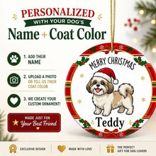 Load image into Gallery viewer, Shih Tzu Christmas Ornament - Personalized Whimsical Holiday Cartoon Art Design - with Name-Christmas Ornament-Christmas,Personalize Artwork,Shih Tzu-2