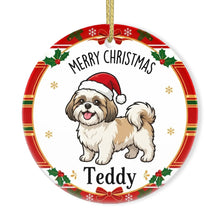 Load image into Gallery viewer, Shih Tzu Christmas Ornament - Personalized Whimsical Holiday Cartoon Art Design - with Name-Christmas Ornament-Christmas,Personalize Artwork,Shih Tzu-3