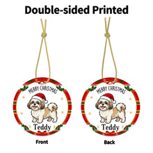 Load image into Gallery viewer, Shih Tzu Christmas Ornament - Personalized Whimsical Holiday Cartoon Art Design - with Name-Christmas Ornament-Christmas,Personalize Artwork,Shih Tzu-5