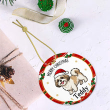 Load image into Gallery viewer, Shih Tzu Christmas Ornament - Personalized Whimsical Holiday Cartoon Art Design - with Name-Christmas Ornament-Christmas,Personalize Artwork,Shih Tzu-6