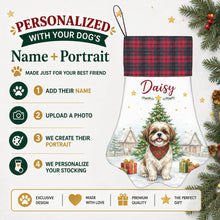 Load image into Gallery viewer, Shih Tzu Christmas Stocking - Home for the Holidays - Personalize with Photo and Name-Christmas Ornament-Christmas,Christmas Stocking,Personalize Artwork-2