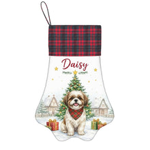 Load image into Gallery viewer, Shih Tzu Christmas Stocking - Home for the Holidays - Personalize with Photo and Name-Christmas Ornament-Christmas,Christmas Stocking,Personalize Artwork-3