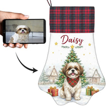 Load image into Gallery viewer, Shih Tzu Christmas Stocking - Home for the Holidays - Personalize with Photo and Name-Christmas Ornament-Christmas,Christmas Stocking,Personalize Artwork-1