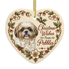 Load image into Gallery viewer, Shih Tzu Dog Ornament - Christmas Wishes Design - Personalized with Name-Christmas Ornament-Christmas,Personalize Artwork,Shih Tzu-4