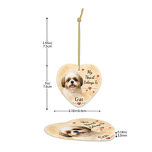 Load image into Gallery viewer, Shih Tzu Dog Ornament - My Heart Belongs To Design - Personalized with Name-Christmas Ornament-Christmas,Personalize Artwork,Shih Tzu-5